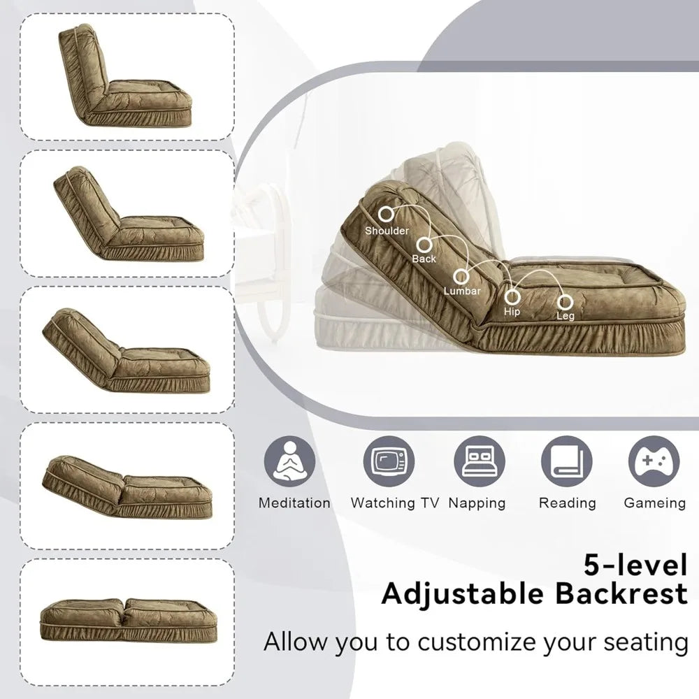 Human Dog Bed-Lazy Sofa Chair,5 Adjustable Tatami Bean Bag with Massage Pillow,Multi-Functional Floor Sofa Bed