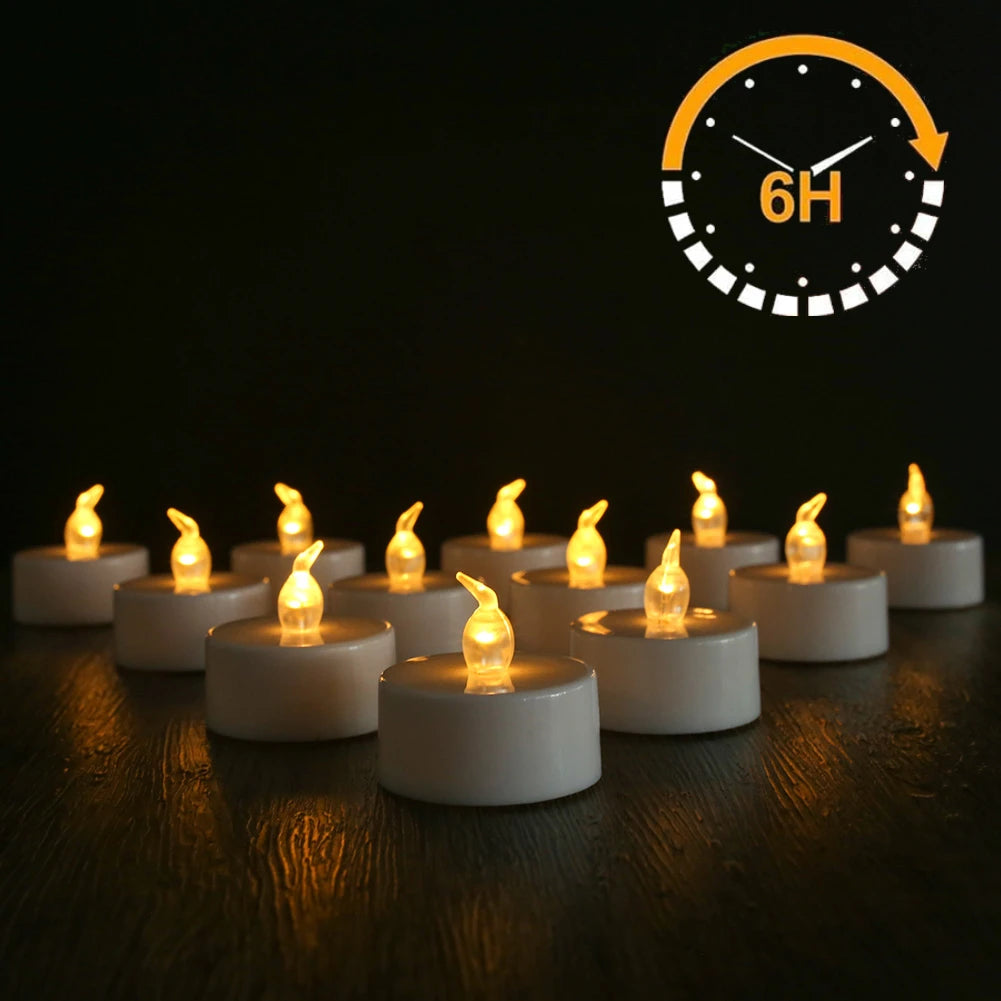 Flameless Flickering LED Tea Lights with Timer 6 Hours On & 18 Hours Off in 24Hours Cycle Automatically LED Votive