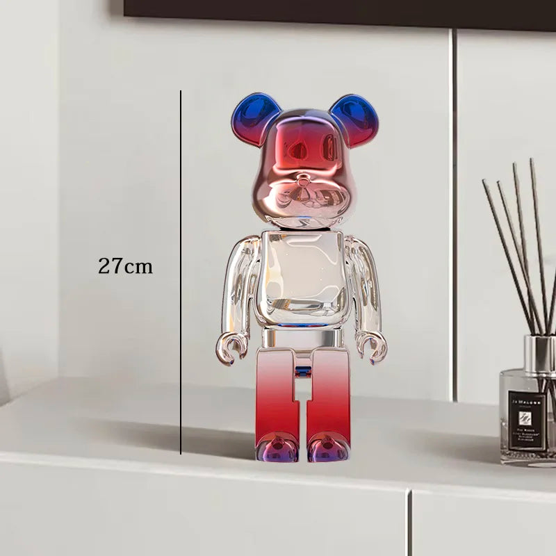 27cm Graffiti Bear Statue Paint Block Bear Decor Resin Desktop Ornaments Home Decoration Living Room Bear Floor