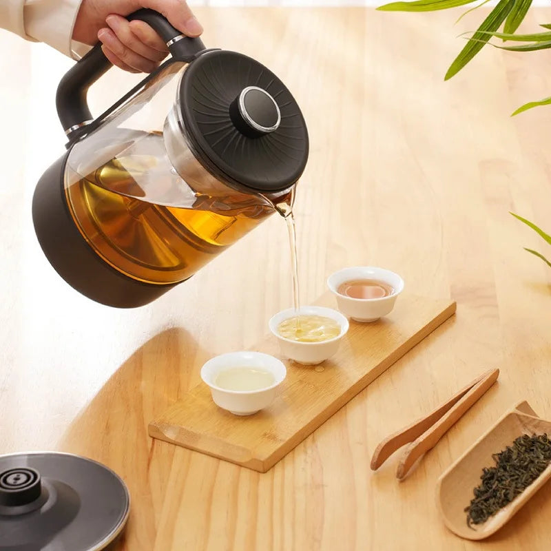1.3L Tea Maker 4 Gear Black Tea Pu’er Glass SteamTeapot Automatic Keep Warm Electric Kettle Multifunction Home/Office