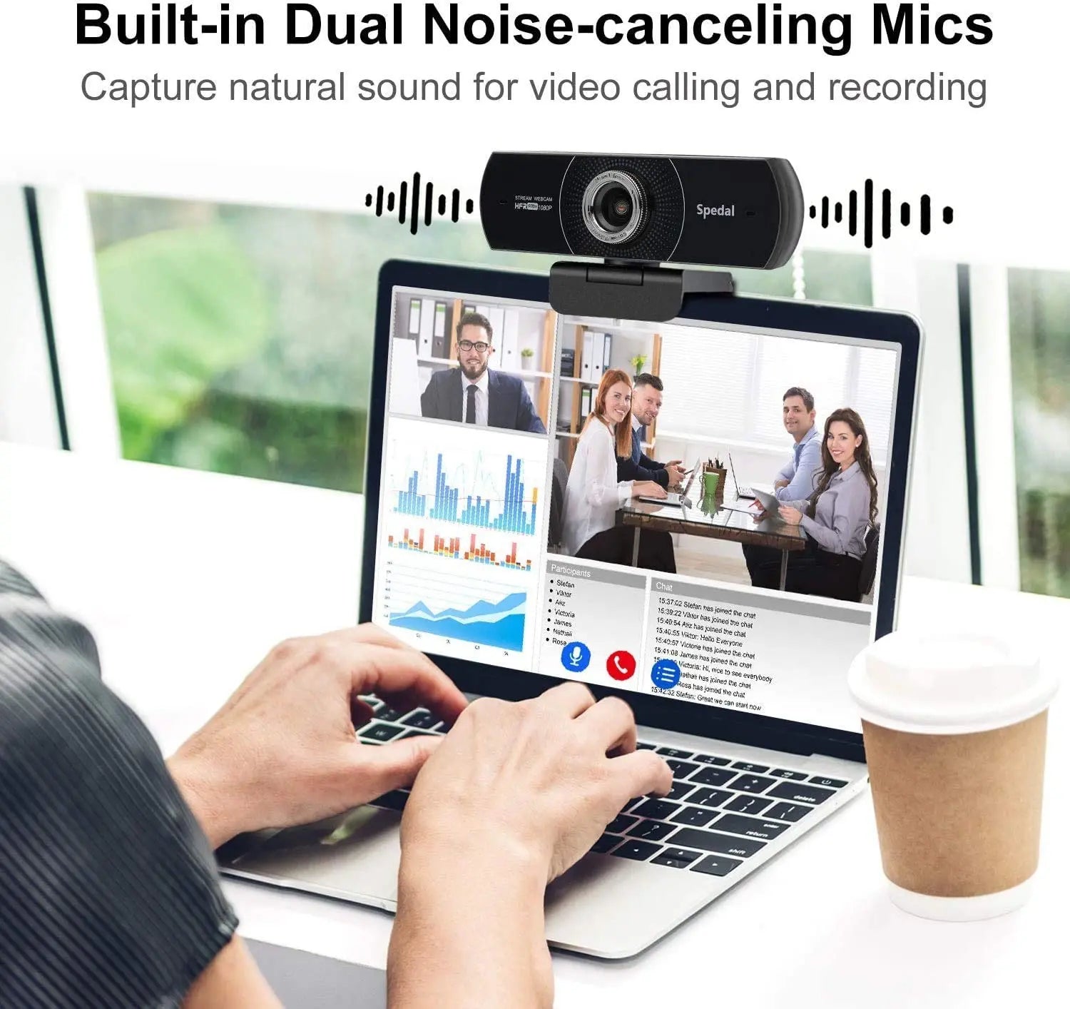 Spedal 934 Hd 1080P 60fps Usb Streaming Webcam with Microphone for Computer Meeting Web Camera Windows Mac Linux - black