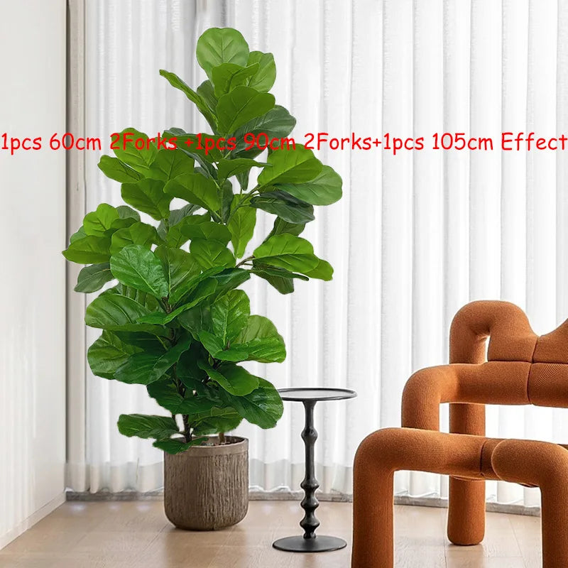 23-41in Artificial Ficus Tree Fake Plants Tropical Plastic Palm Tree Real Touch Banyan Leafs Home Shop Office Garden