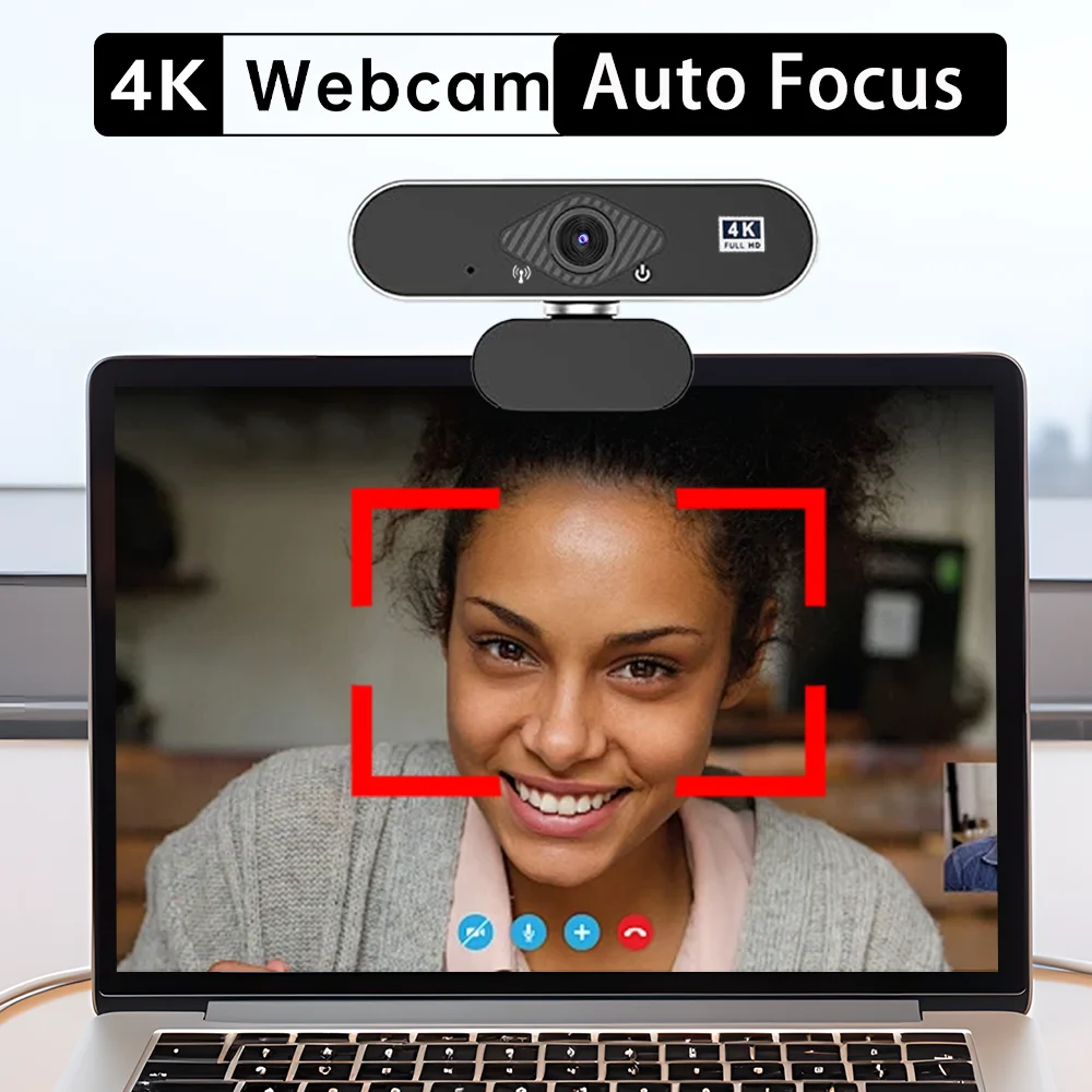 EXHQDR 4K USB Webcam Auto Focus 8MP 30FPS Plug & Play with Type-C Adapter & Tripod for Streaming Video Calls Content