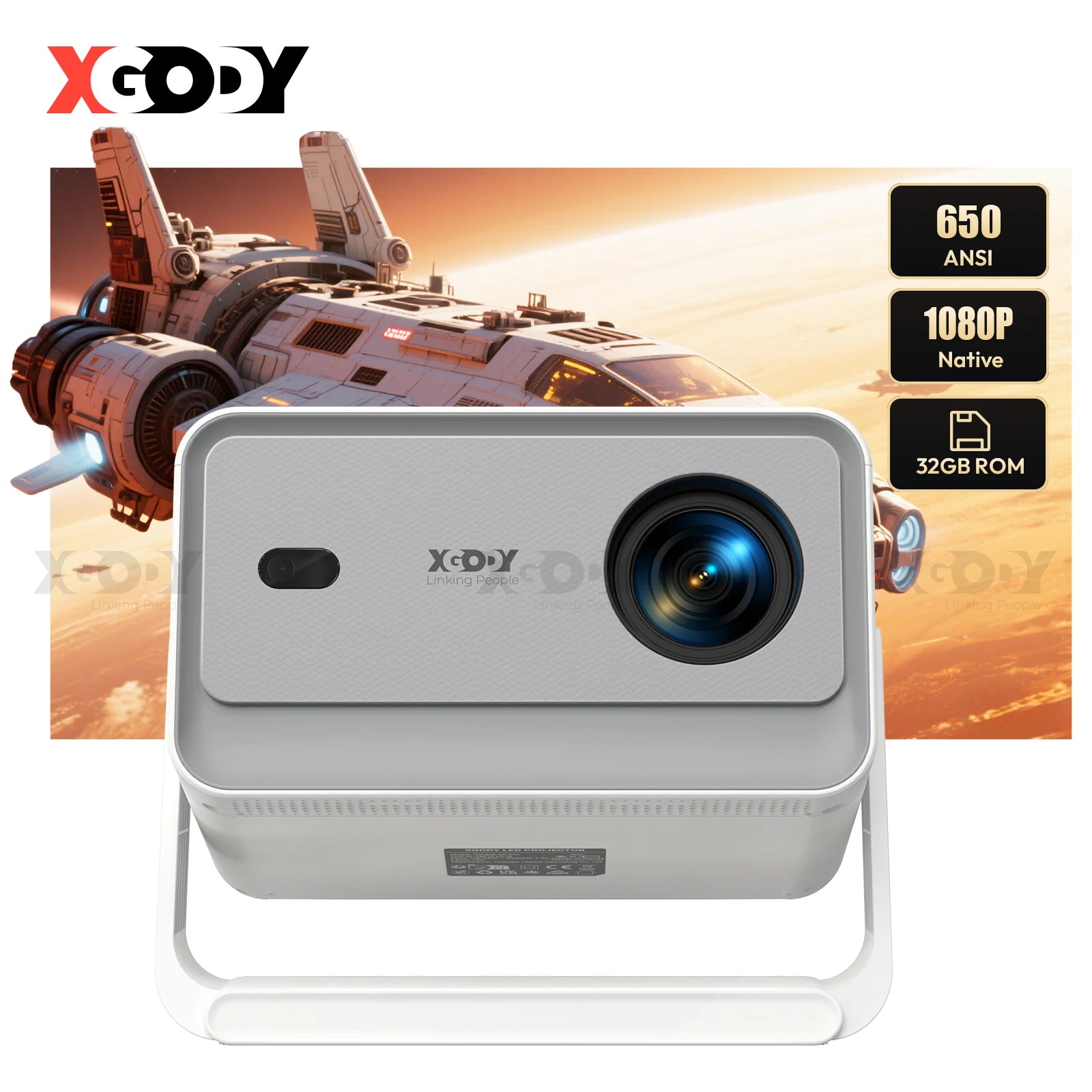 XGODY A6-PRO Real 4K Native 1080P Smart Projector 650 ANSI Android Beamer LED WiFi Outdoor Bluetooth Home Therater