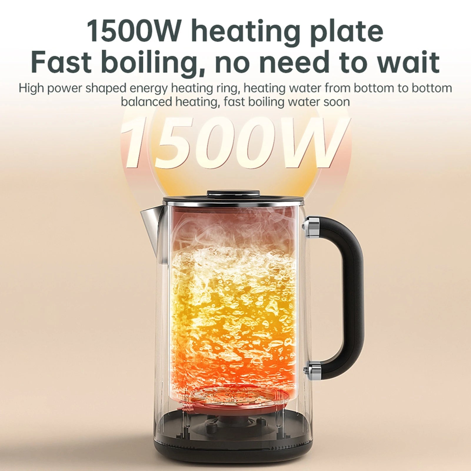 1.7L Electric Kettle Large Capacity Thermostatic Kettle Automatic Heat Preservation Teapot 304 Stainless Steel Liner