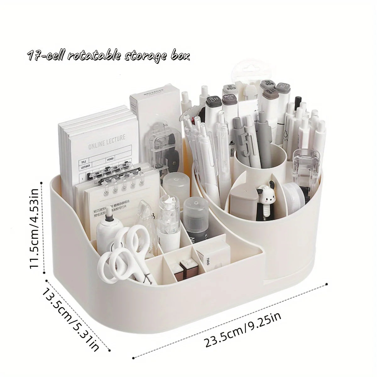 1pc Multi-Functional 2-in-1 Desk Organizer with 360-Degree Rotating Pen Holder Large Capacity Plastic Storage Caddy