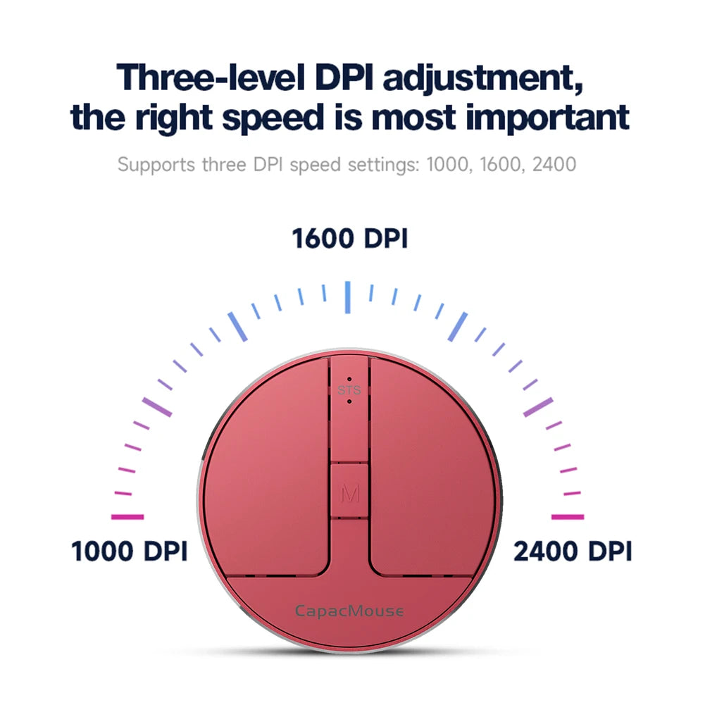 Ultra Thin Wireless Computer Mouse 3 Mode BT 5.2/2.4G/USB Mini Capacitive Mouse with USB Receiver for PC Laptop