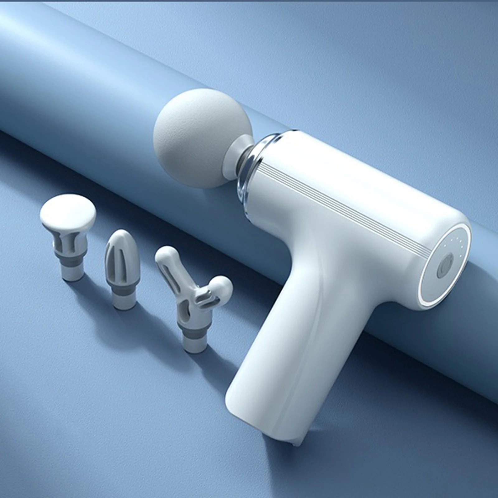 A Portable Electric Fascia Massage Gun 4 Replaceable Massage Heads 6-Speed Mode Adjustment Deep Tissue Impact Muscles