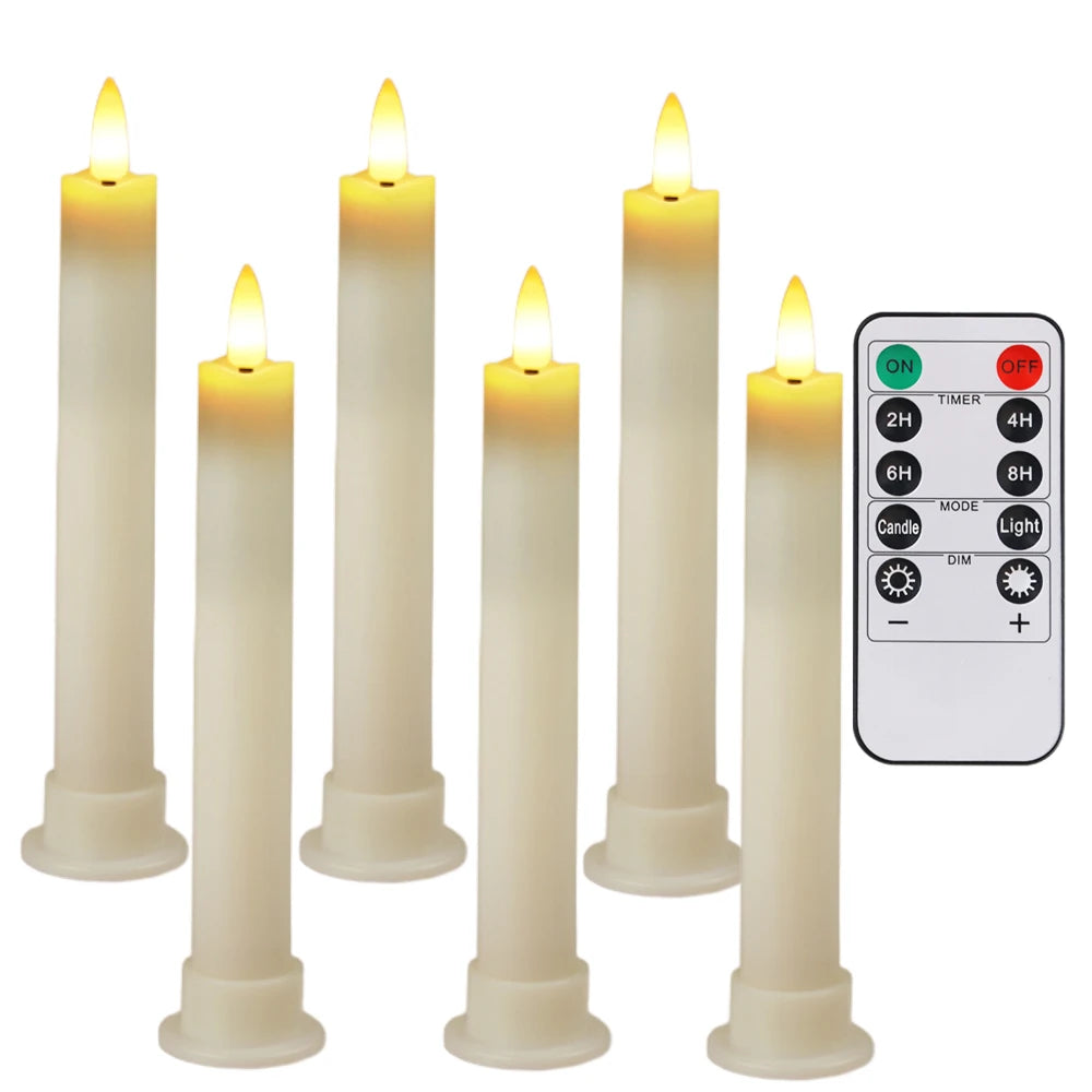 LED Flameless Taper Candles Lights Timer Remote 3D Wick Christmas Simulation Candles Window Candles Long Electric
