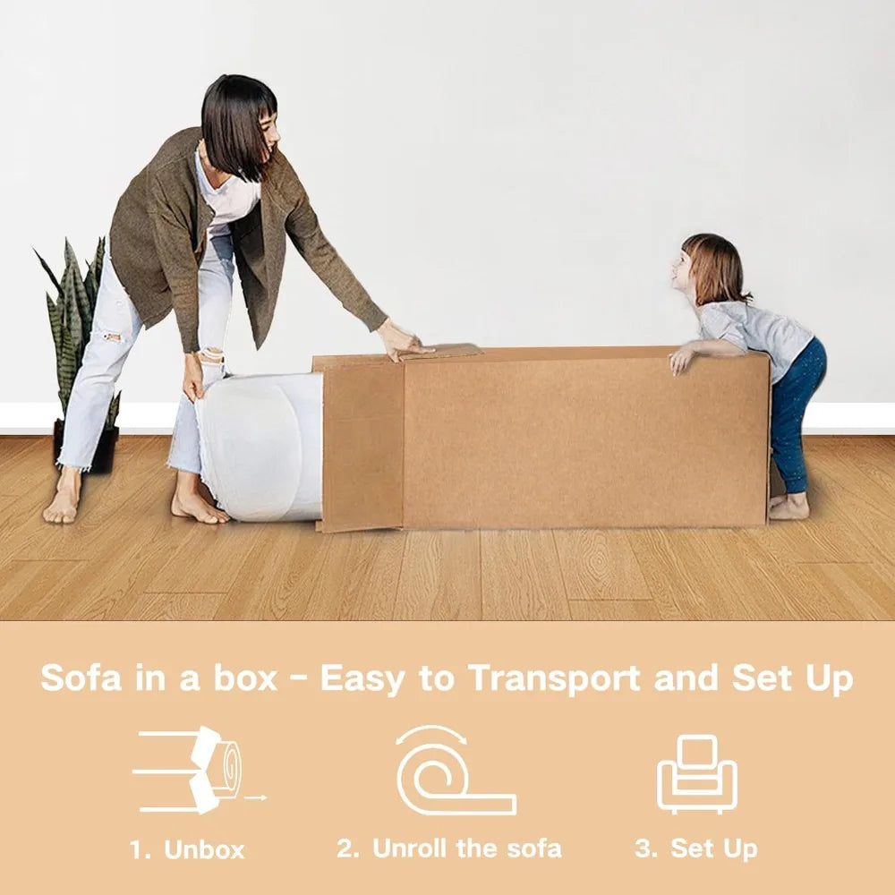 Sofa-in-a-Box Memory Foam 2 Seater Sofa Couch No Installation & Easy to Move Modern Living Room Sofa Couch