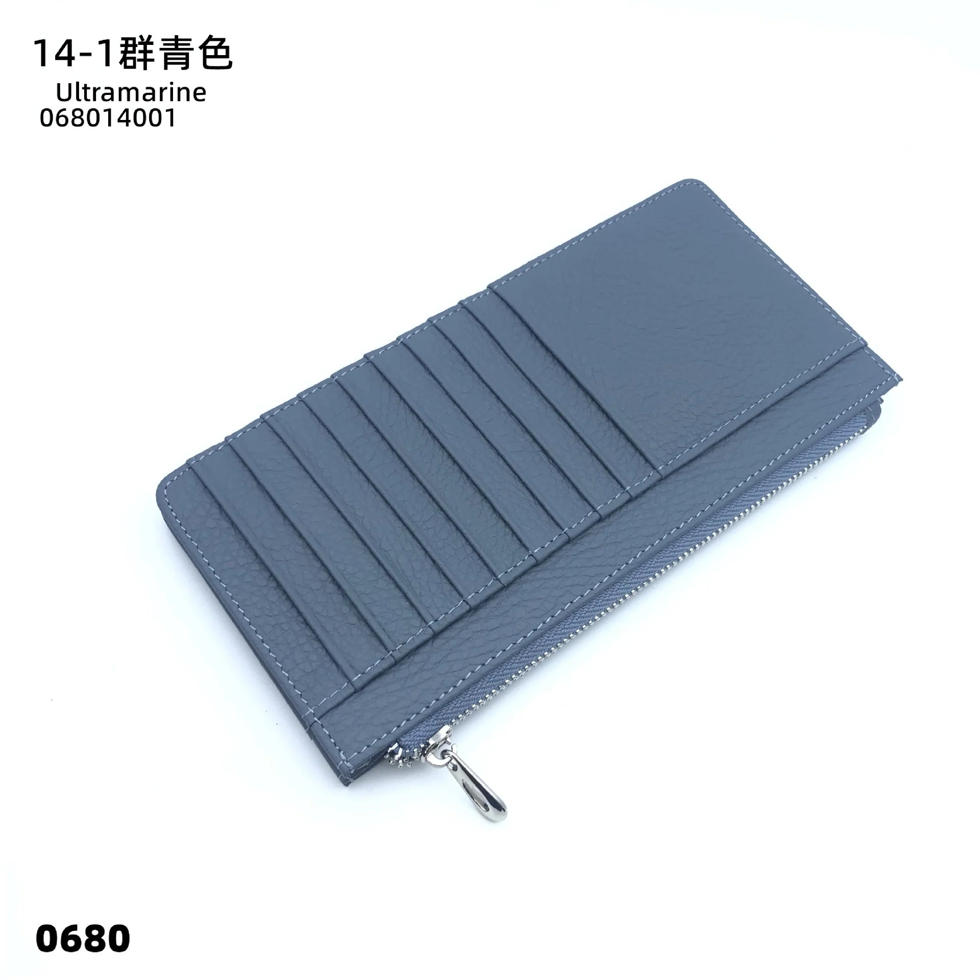 Large Capacity Long Zipper Card Holder Custom Letters Genuine Leather Men Credit Card Wallet Business Women Phone