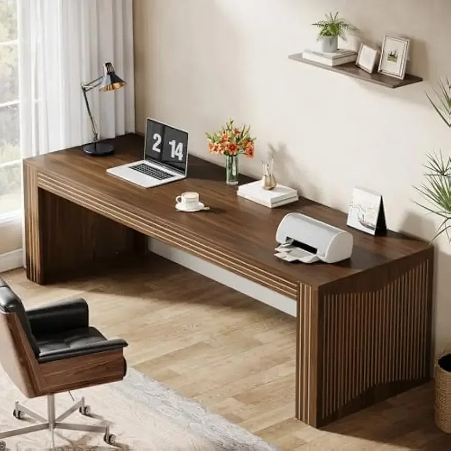 [High-Quality Hot Deal!]79-Inch Extra Long Desk Two Person Double Desk for Home Office Wooden Long Computer Desk