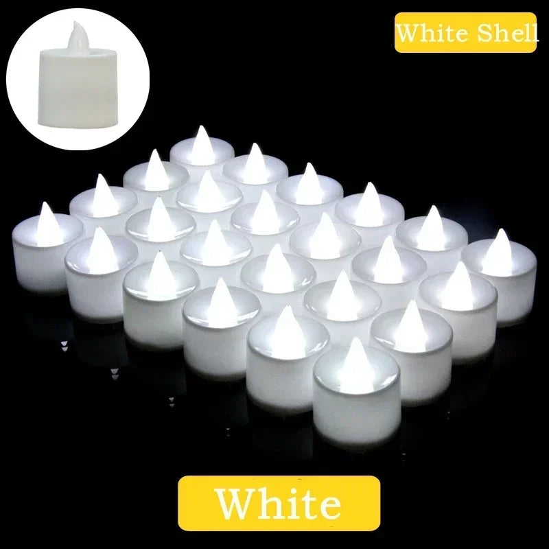 50x Colorful LED Flameless Candle Light Battery Operated Tealight Switch Candles Flameless Wedding Home Christmas Decor
