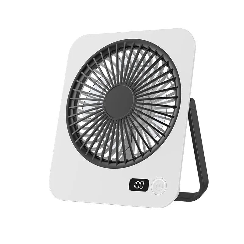 Desk Fan Portable USB Rechargeable Fan 180° Tilt Folding Personal Fan With Power Display 5 Speeds Ultra Quiet Table Fan