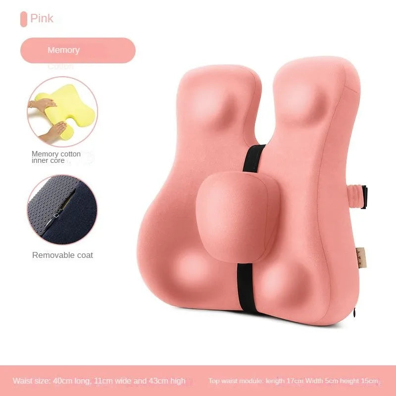 Memory Foam Seat Cushion Waist Back Support Pillow Set Orthopedic Ergonomic Coccyx Relief Hip Lumbar Pad for Office