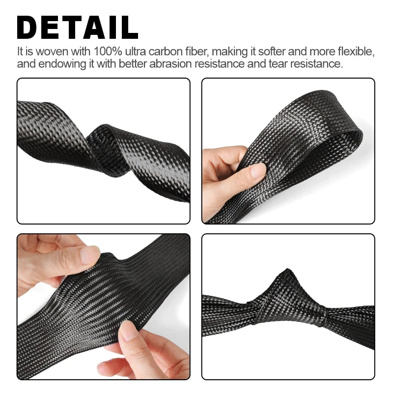 1M carbon fiber cable sleeve high temperature sleeve 4-40MM high strength wear-resistant telescopic braided mesh tube