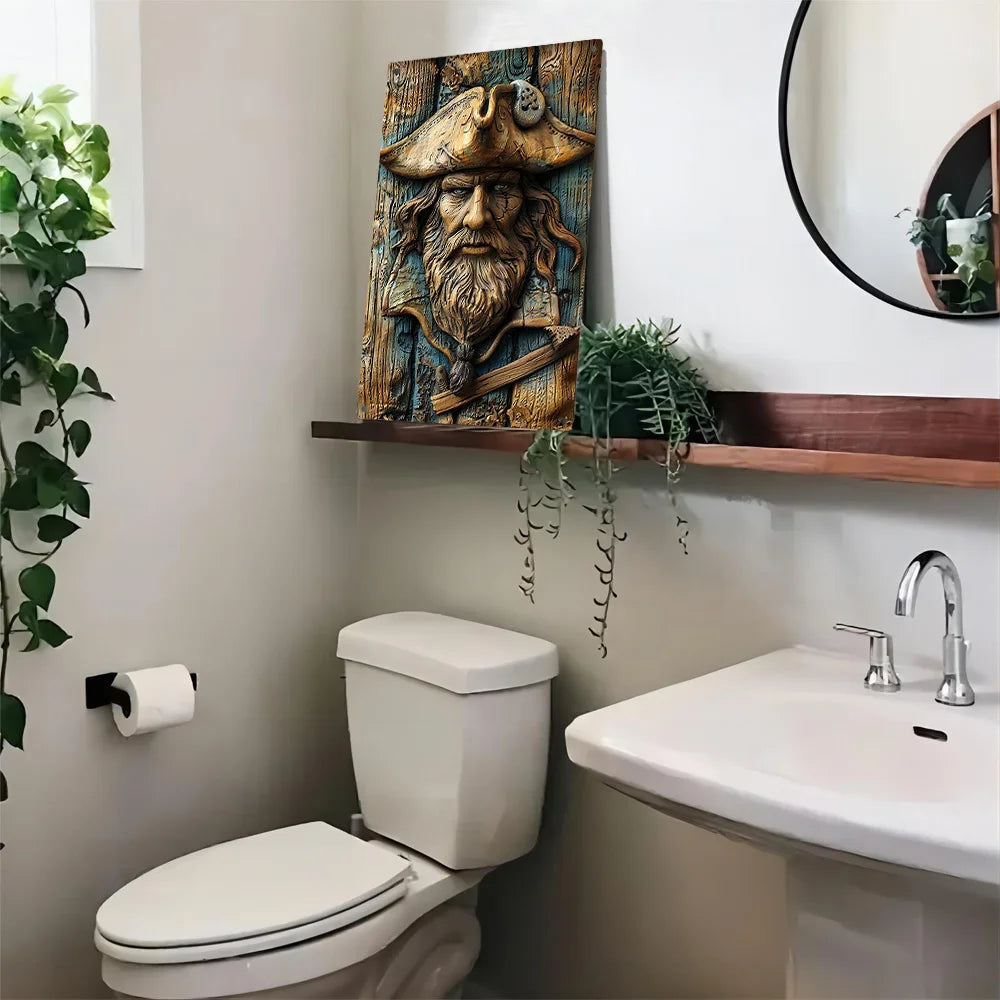 Pirate Captain Themed Sign Wall Art Plaque Design Durable Display for Home Office and Store Decoration High Bend