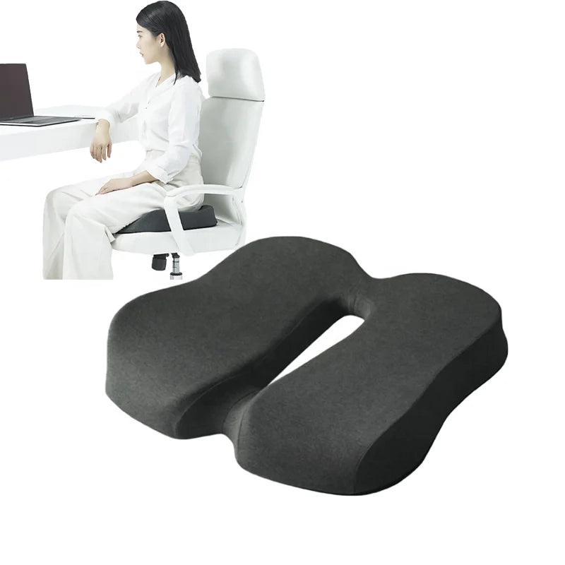 Memory Foam Sit Bone Relief Seat Cushion for Butt Lower Back Hamstrings Hips Ischial Tuberosity Reduce Fatigue