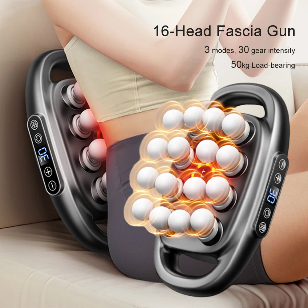 16-Head Fascia Gun High-Frequency Vibration Body Massage Gun Back and Waist Massager Neck Shoulder Massager Muscle