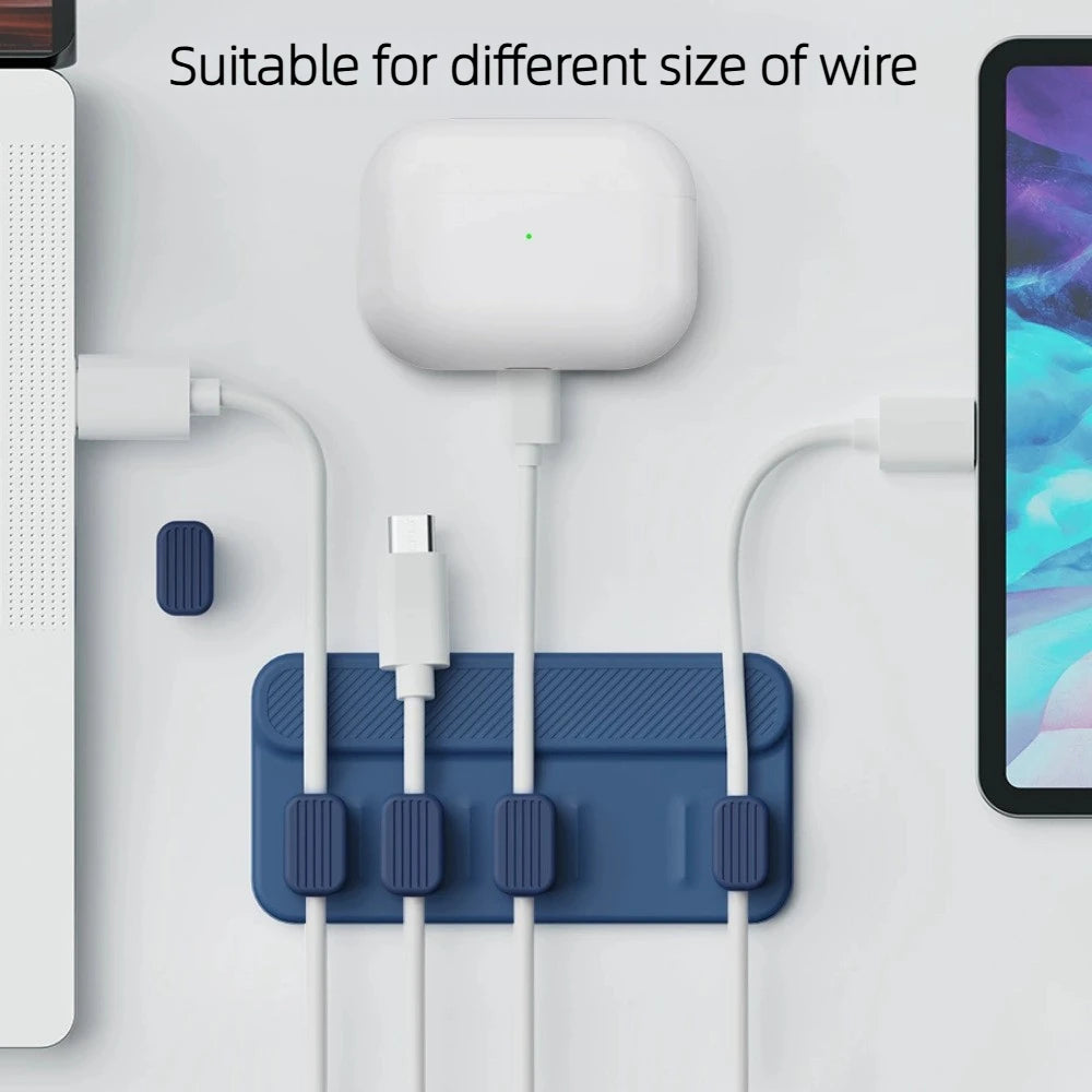 Desktop Magnetic Cable Management 5 Clip Silicone Cable Clamp Car Multipurpose Cord Keeper for Lighting USB C Micro