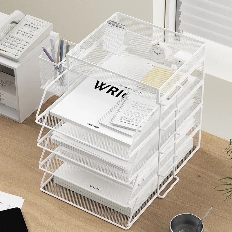 Office File Box Desktop A4 Document Organizer Stackable Laminated Papers Rack All-purpose Bathroom Storage Tray for Home