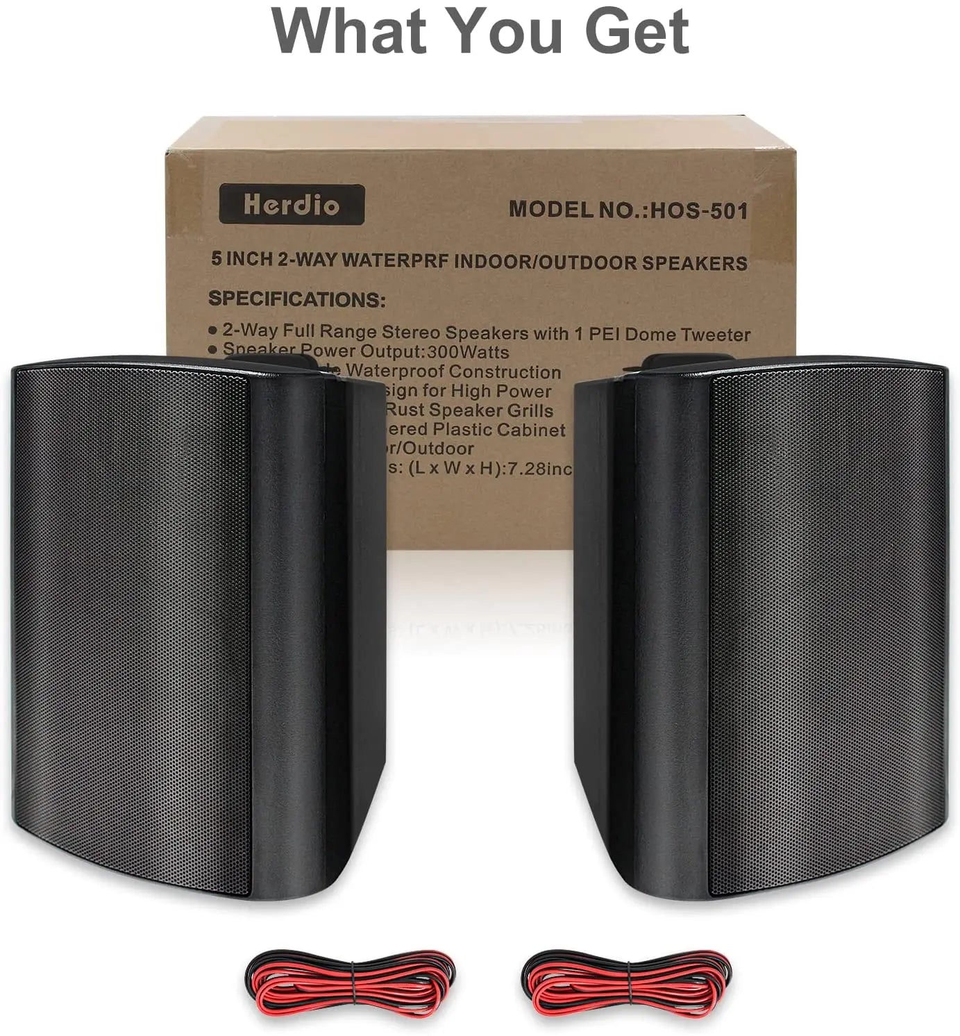 Herdio 5.25’’ 2PCS 300W Outdoor Waterproof Passive Speakers All Weather Wall Mount System For Garage Basement living