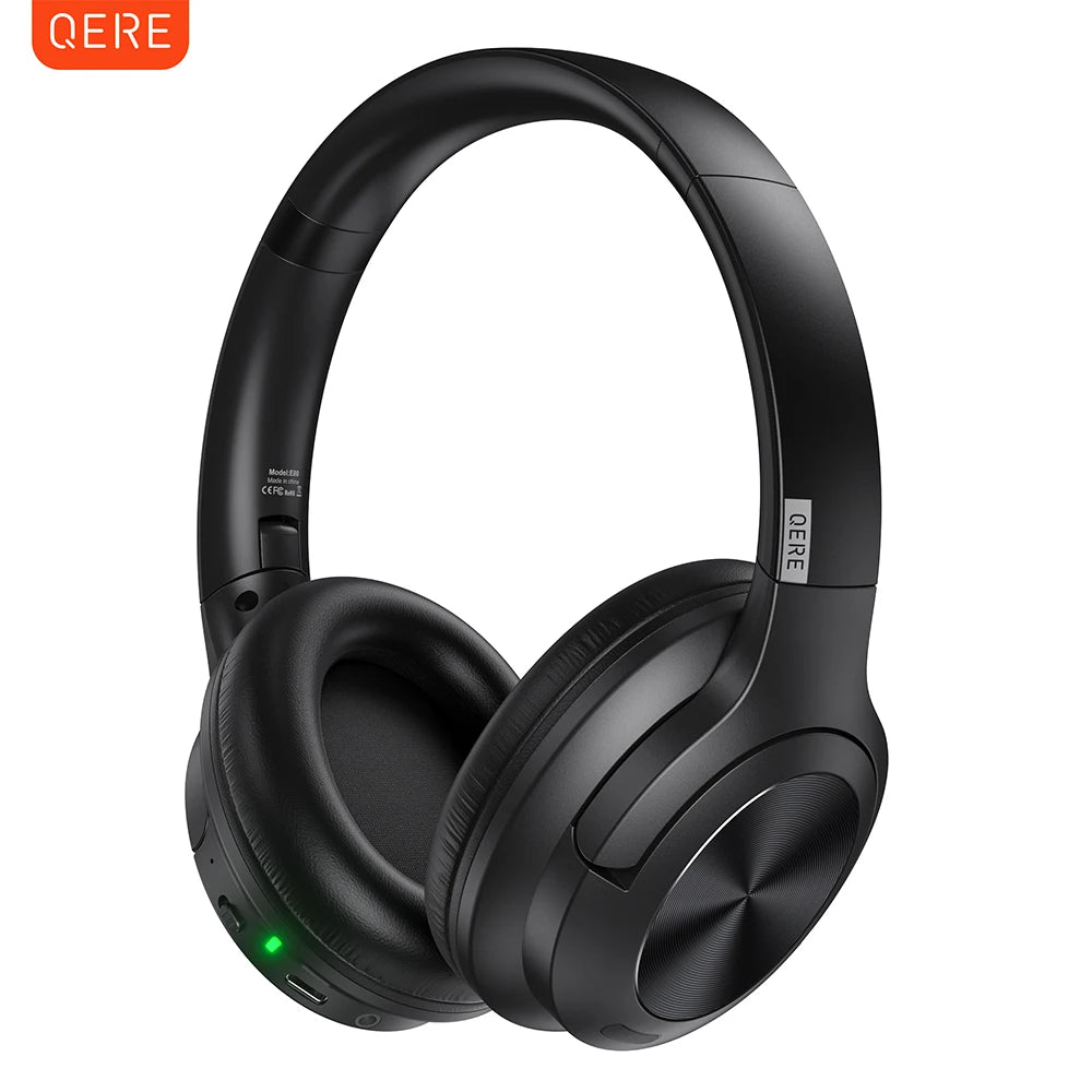 Wireless bluetooth headset QERE E80 Earphone 5.3 ANC Noise Cancellation Hi-Res Audio Over the Ear headphones 70H 40mm
