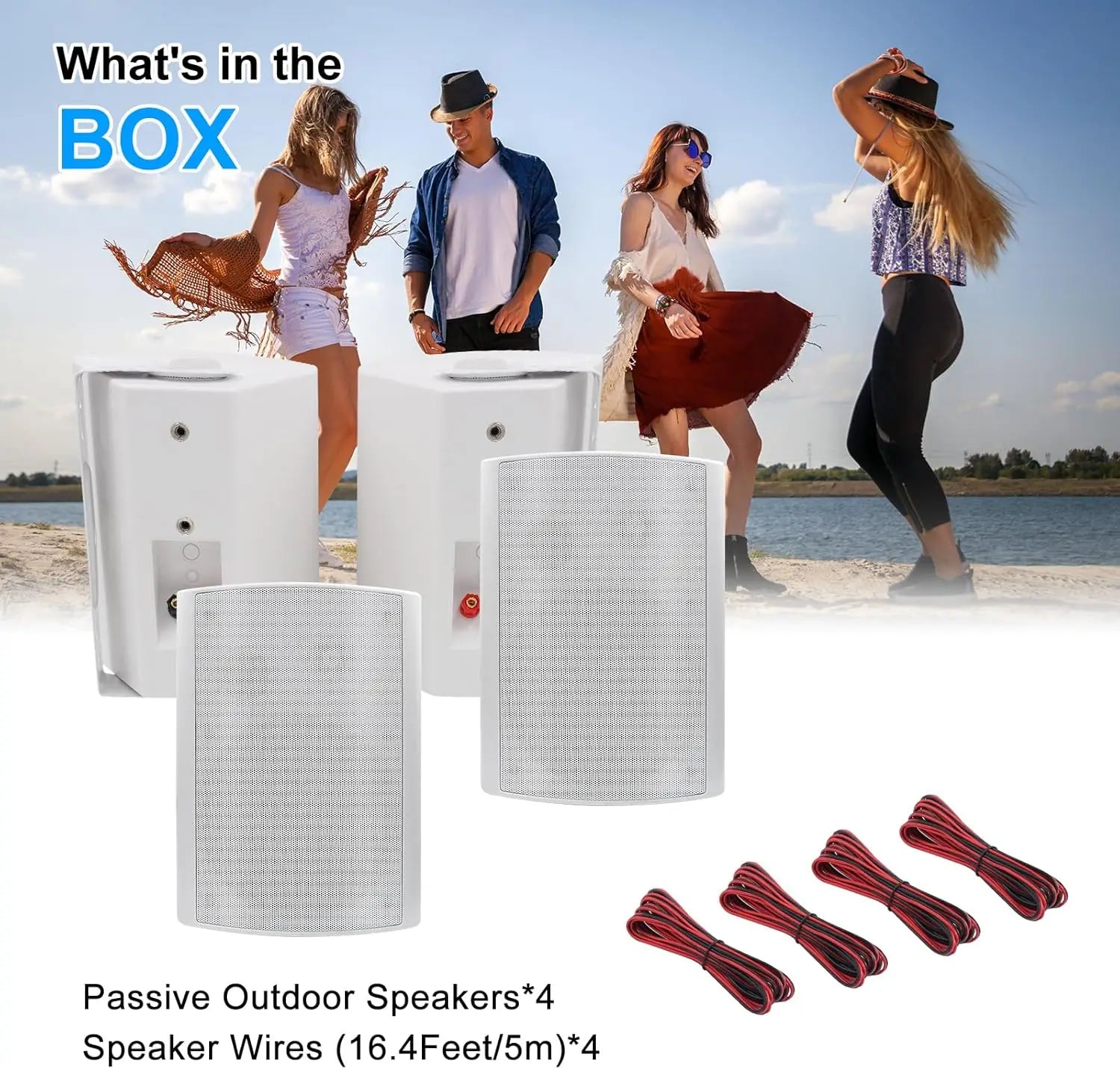 Herdio 4PCS 800W 6.5’’ Outdoor Speakers Wired Waterproof Passive Wall Mount Speakers With Powerful Bass For Home Patio