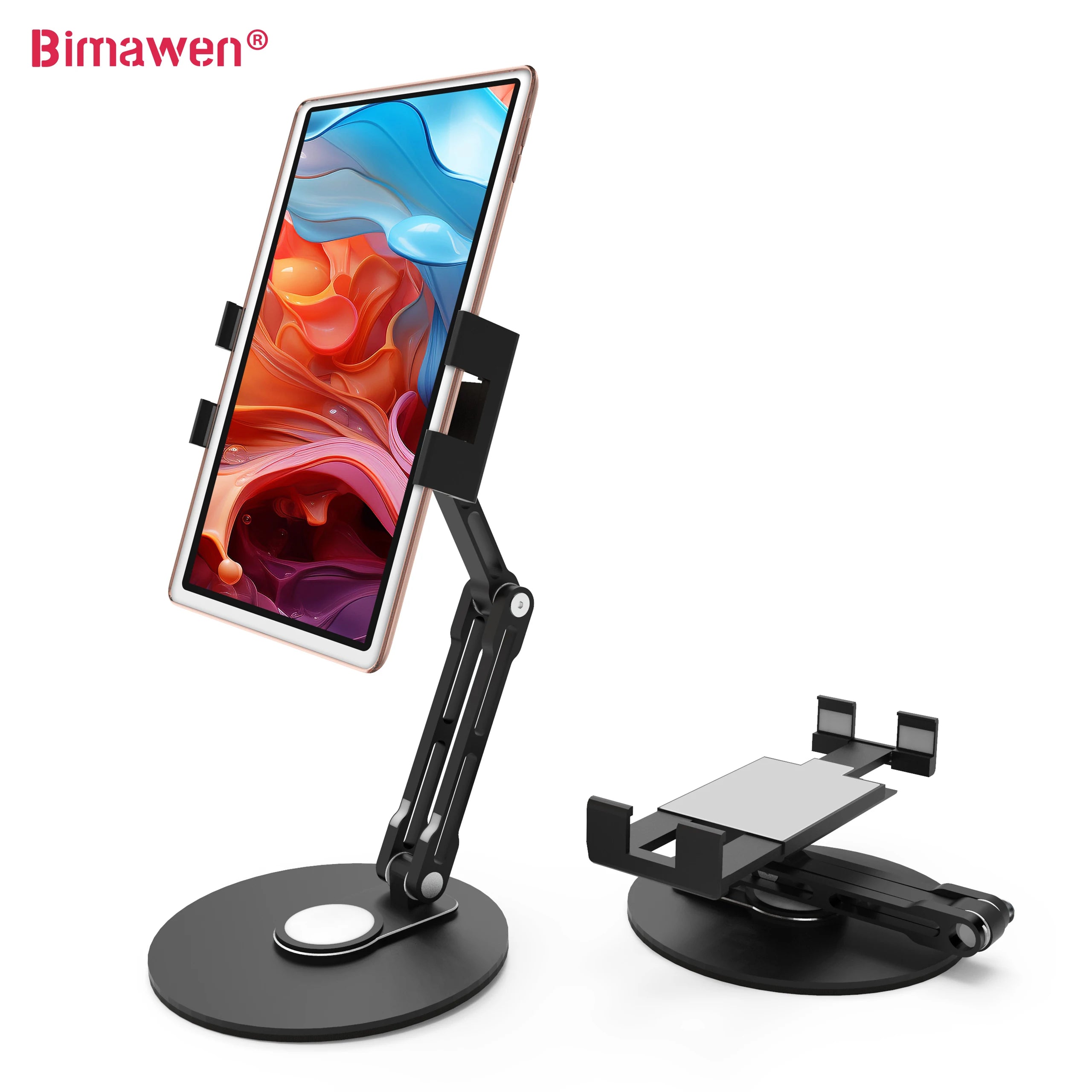 Bimawen Desktop Rotating Folding Stand Phone Lazy 360° Storage Portable Monitor Stand 4.7-16 Inch Metal Body Telescopic