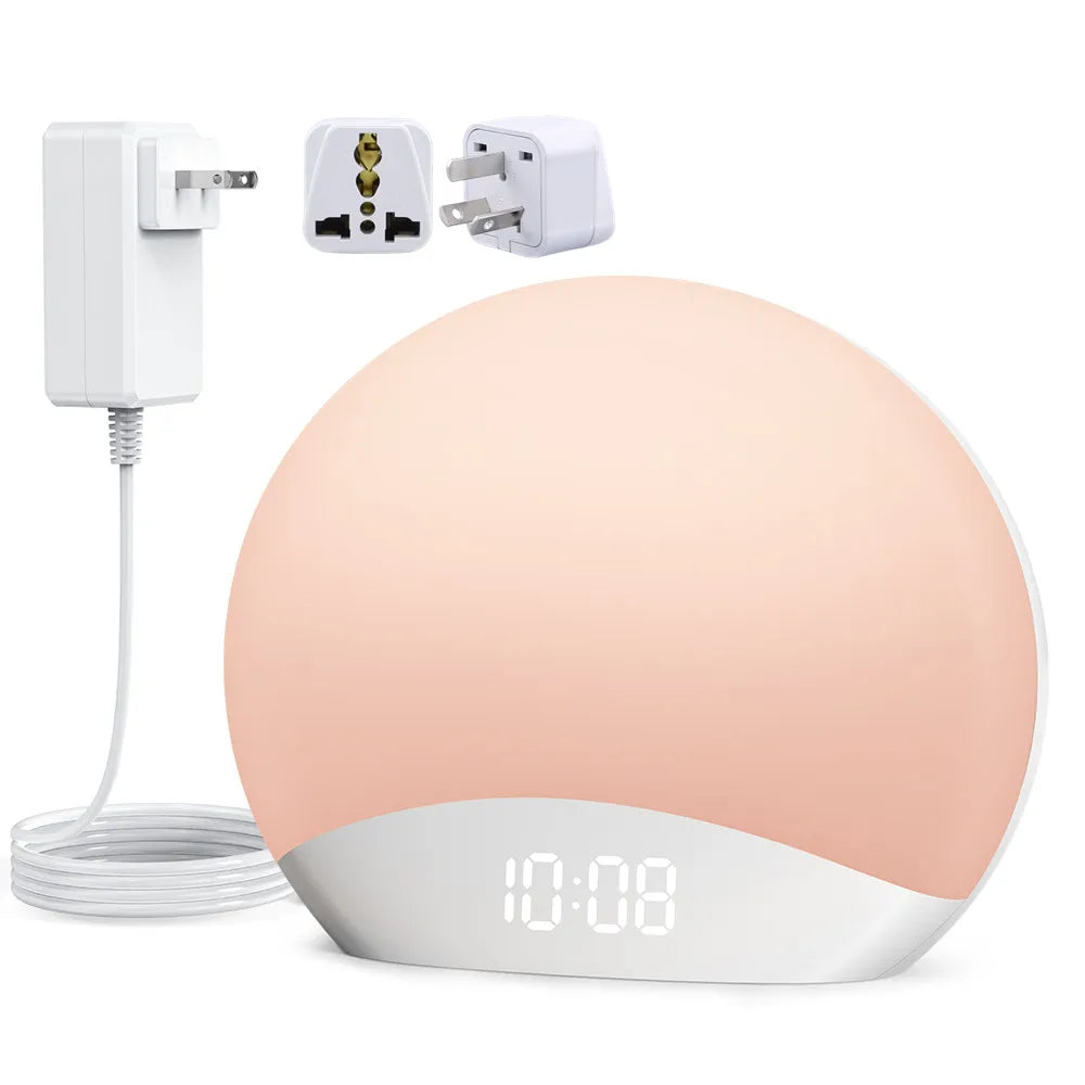 Awakening Wake Up Sunrise Alarm Clock Table Clock Dimmable with 3 Ring 8 Nightlight 26 Sound Sleep Timer Night Light