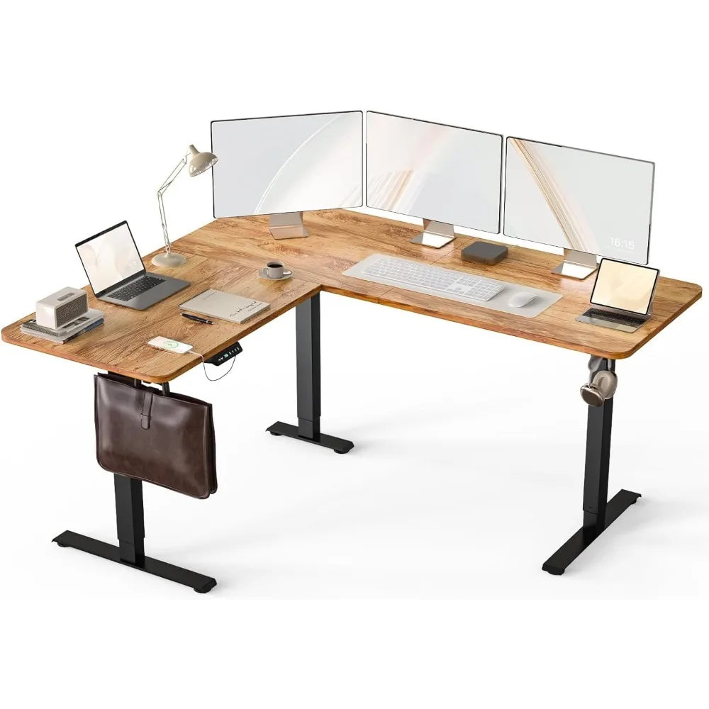 63 x 55 inch L Shaped Standing Desk Corner Computer Desk Electric Adjustable Height Stand Up Table L Sit Stand Desk