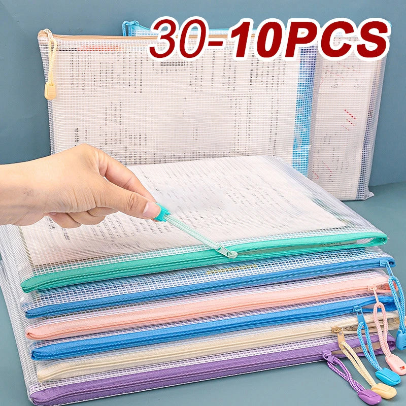 5-10-20-30pcs-zipper-storage-bag-pouch-waterproof-a4-a5-pvc-mesh-zipper-bag-for-files-toy-stationery-for-office-home-travel-use