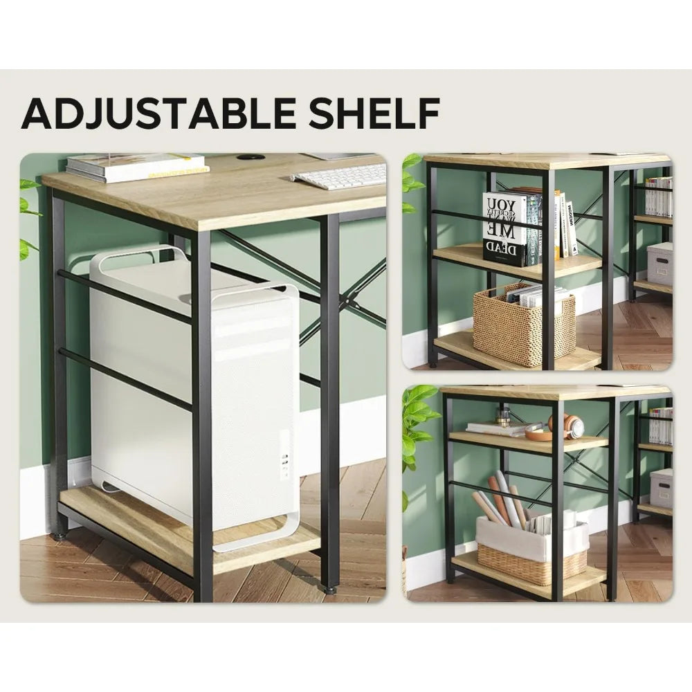 95.2” L Shaped Desk Reversible Corner Computer Desk or 2 Person Long Table with Adjustable Shelves Large Writing Study