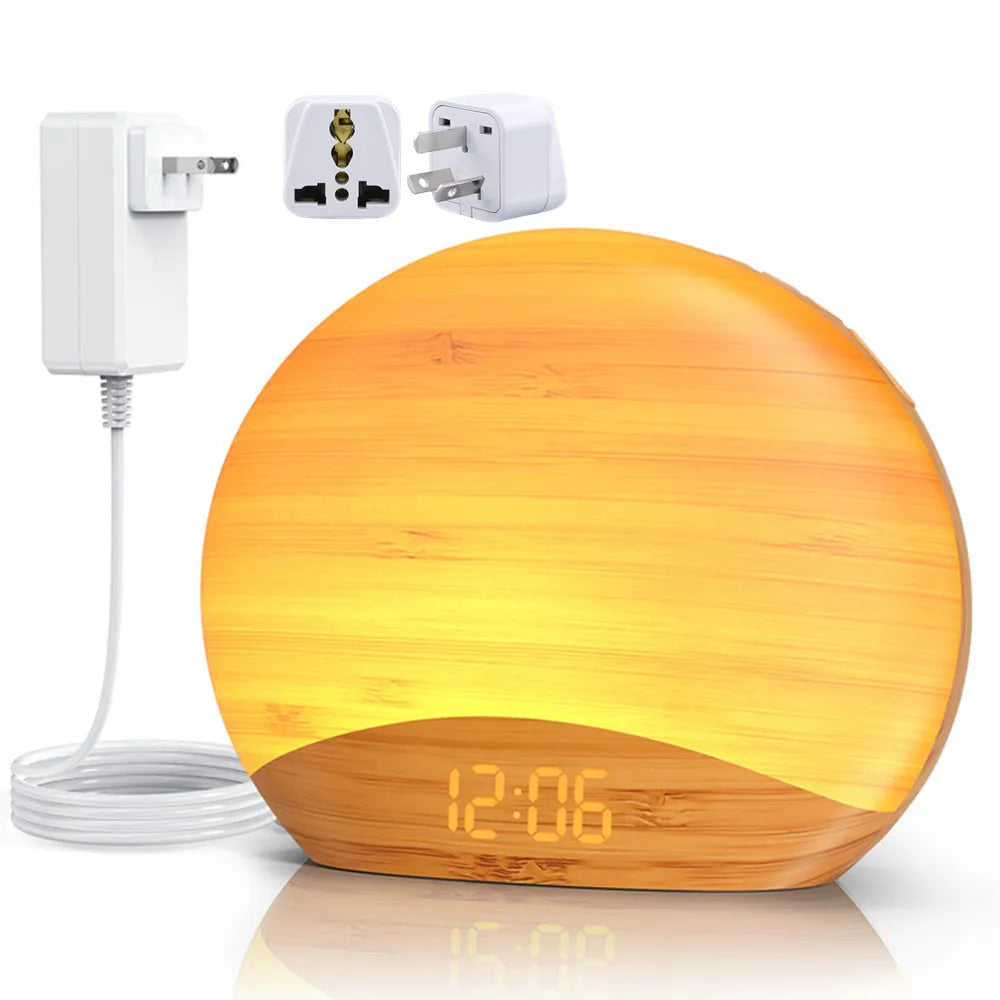 Awakening Wake Up Sunrise Alarm Clock Table Clock Dimmable with 3 Ring 8 Nightlight 26 Sound Sleep Timer Night Light