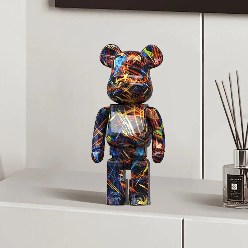 27cm/10Inches Graffiti Bear Figurine Home Decor Animal Abstract Ornament Storage Money Jar Modern Room Sculpture Table