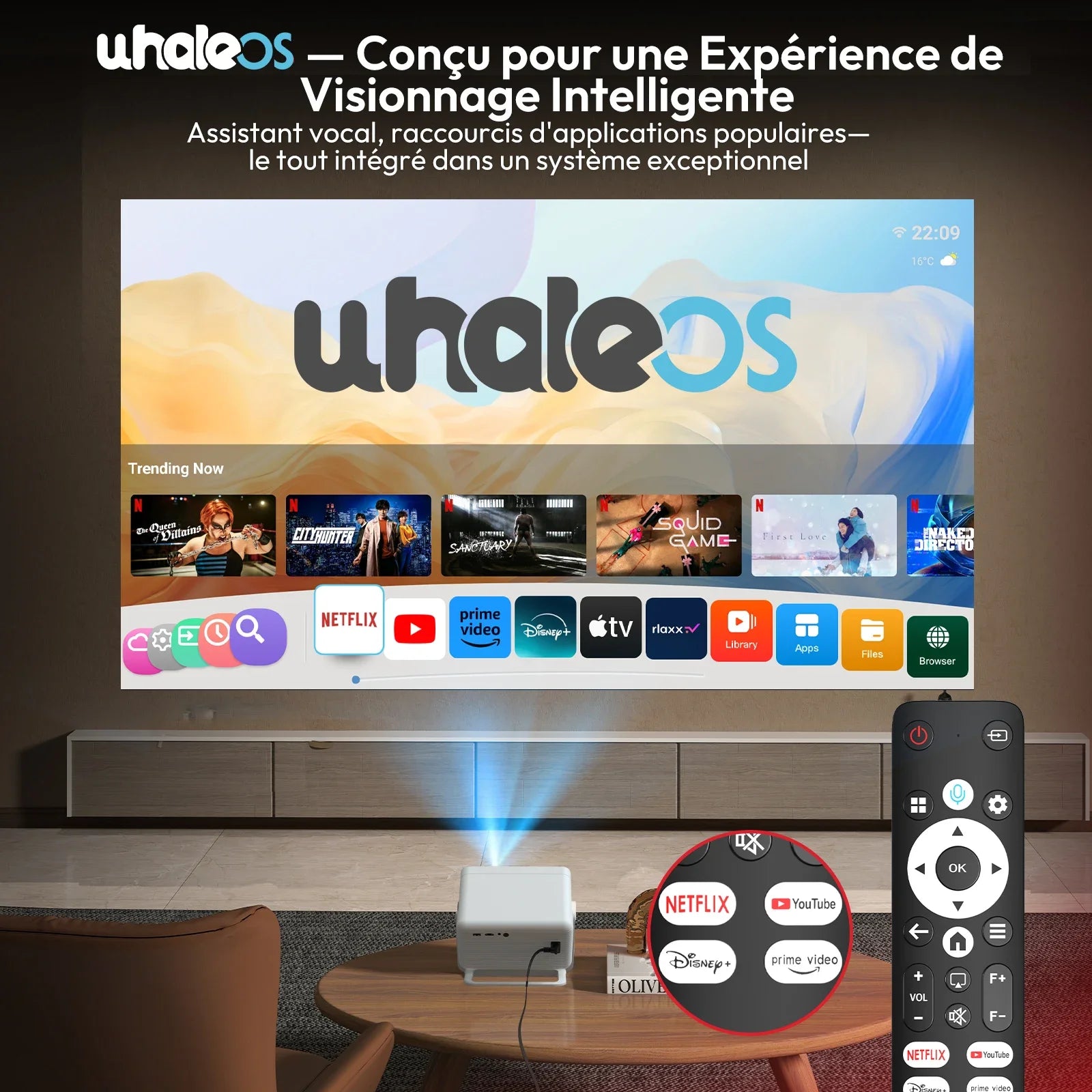 XGODY Projector FHD 1080P Netflix Officially Whale OS AI Auto Focus 700 ANSI 25000 lumens Bluetooth Dual Band Wi-Fi