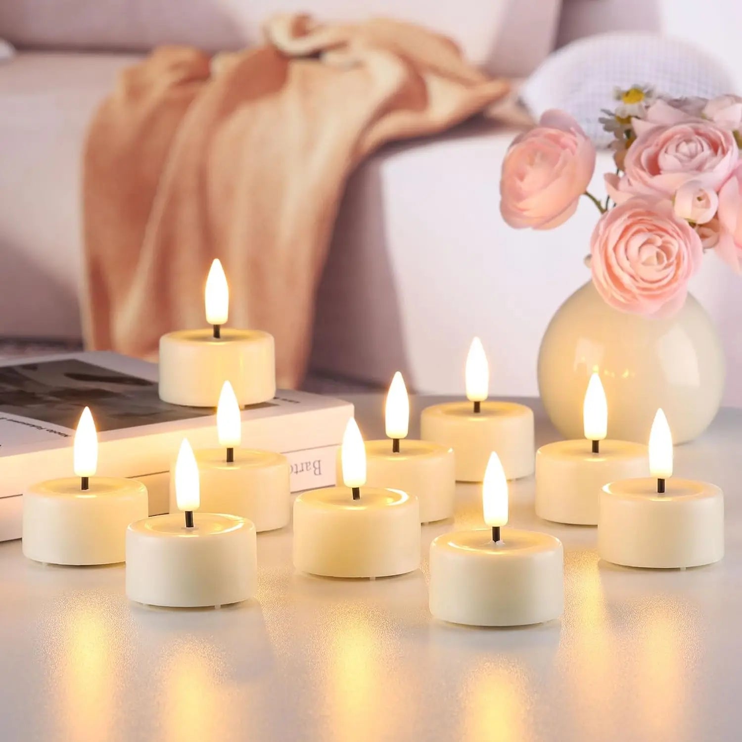 6/12pcs LED Candles Flashing Candles Light Battery Powered Flickering Tea Light Flameless Candles Birthday Wedding