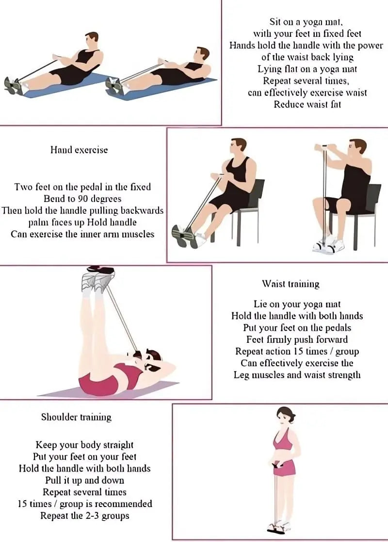 Fitness Resistance Bands-4 Tube Pedal Ankle Puller Upgrade Stretch Bands for Exercise Sit Up Exercise Equipment