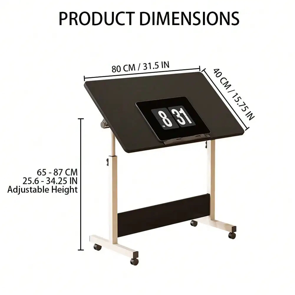 Electric Adjustable Height Standing Desk Ergonomic Mobile Workstation w/Unwith iversal Wheels Compact Folding Table
