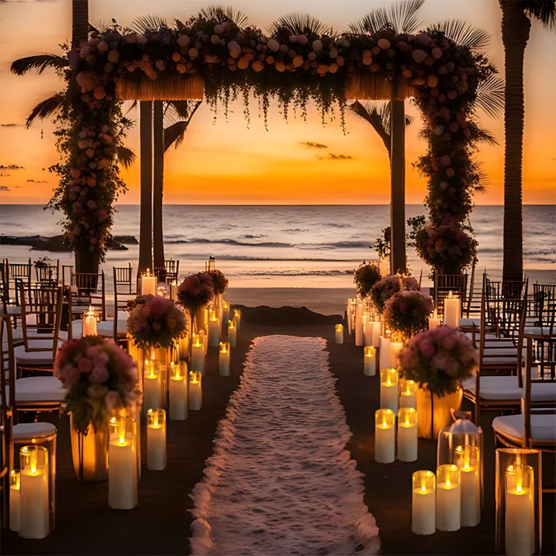 6-90PCS Acrylic Cup Led Candles Wedding Flickering Flameless Candles Battery Operated Artificial Candle Concert