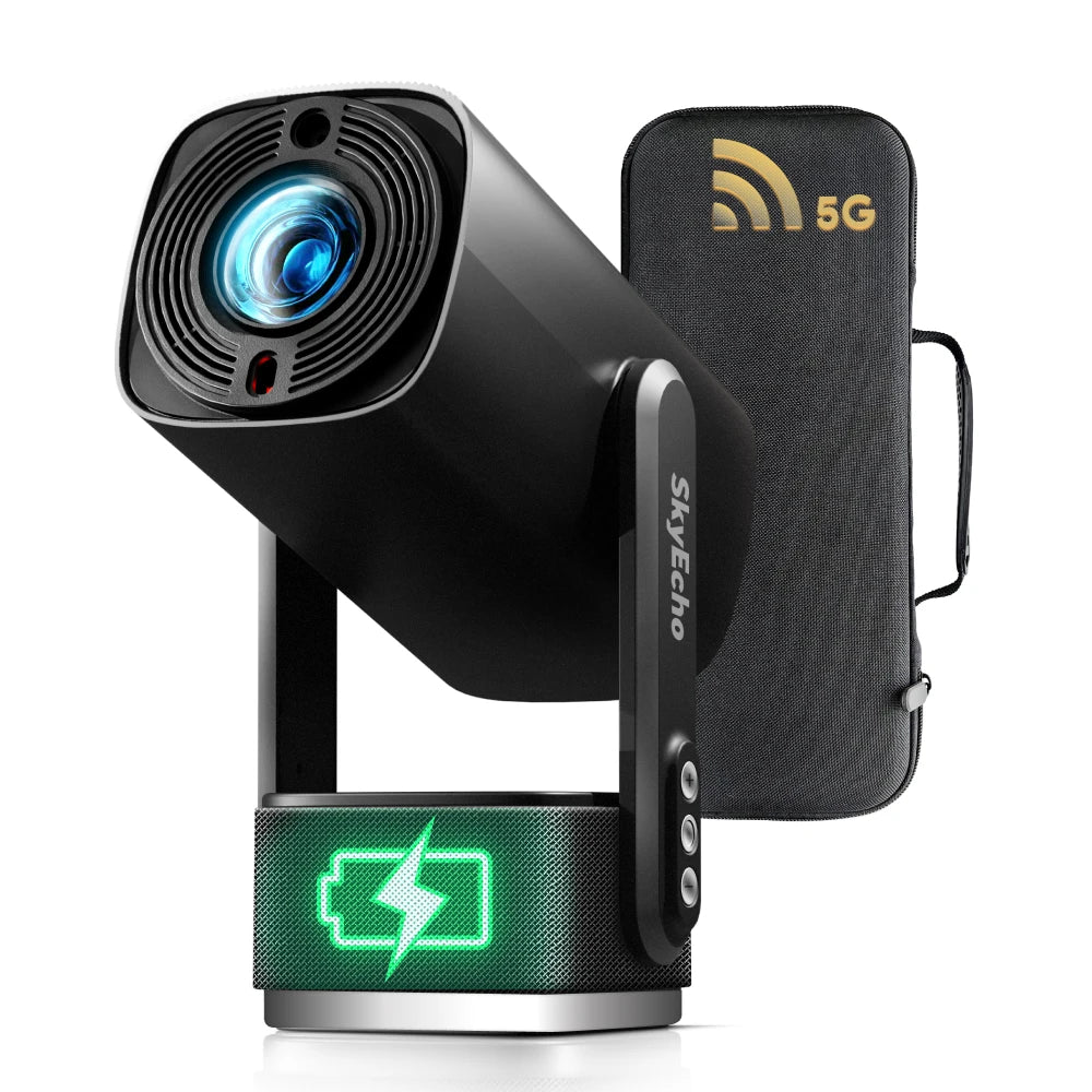 SkyEcho Mini Projector 1080P Home Theater 4K Video Projector Android OS 150’’ Projection Size WiFi Bluetooth 5.2 Smart