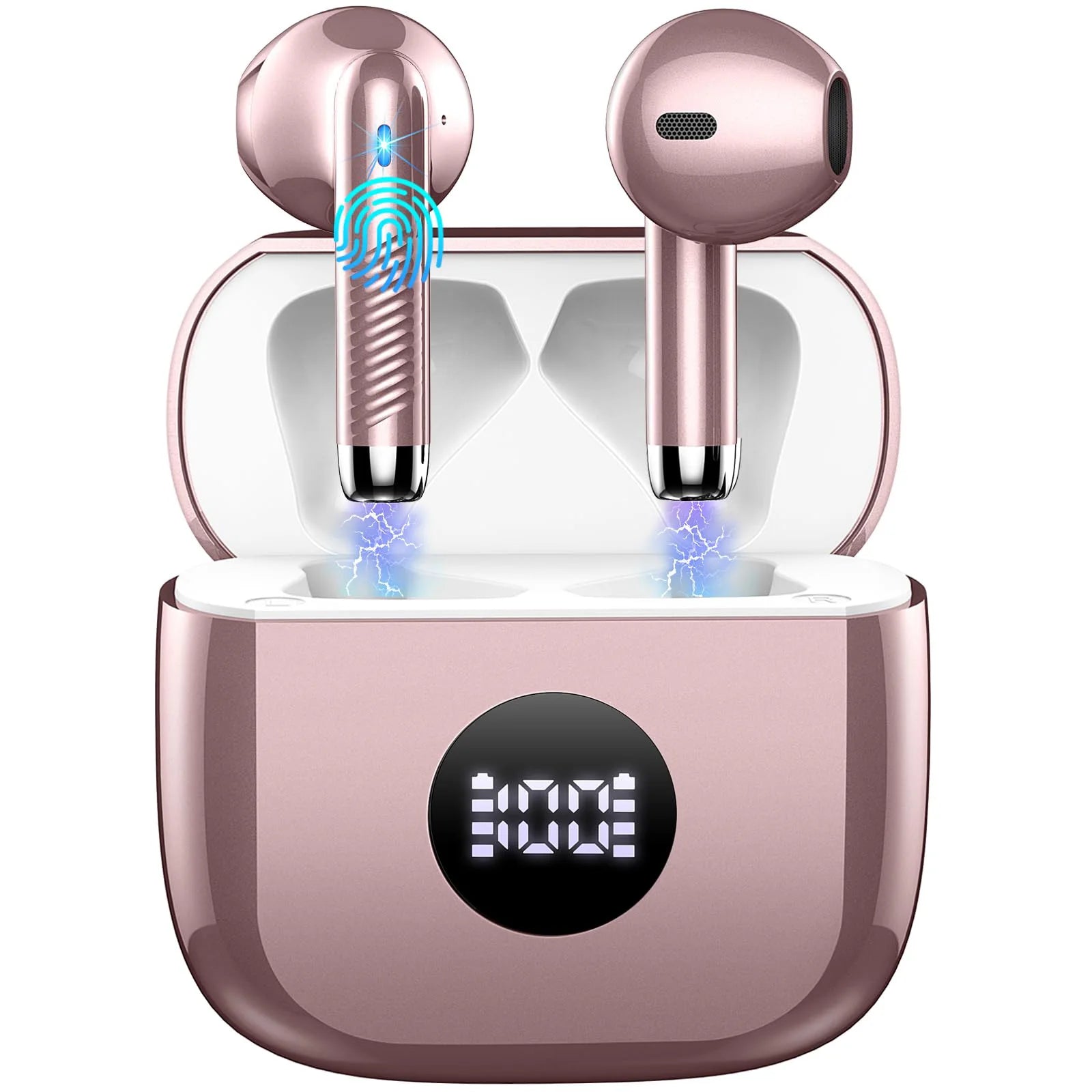 DRSAEC Wireless Earbuds Bluetooth 5.3 Ear Buds LED Power Display Headphones in-Ear Noise Cancelling Mic 40H Playback.