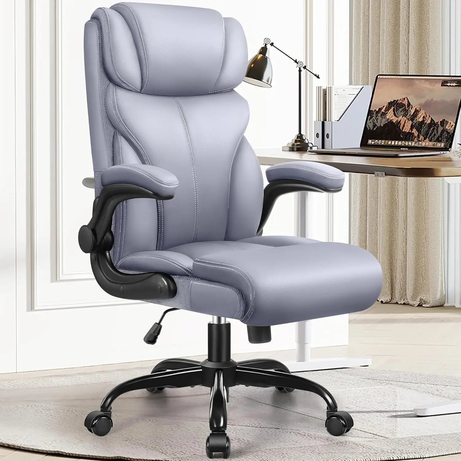Office Chair Ergonomic Big and Tall Computer Desk Chairs Executive Breathable Leather Chair with Adjustable High Back