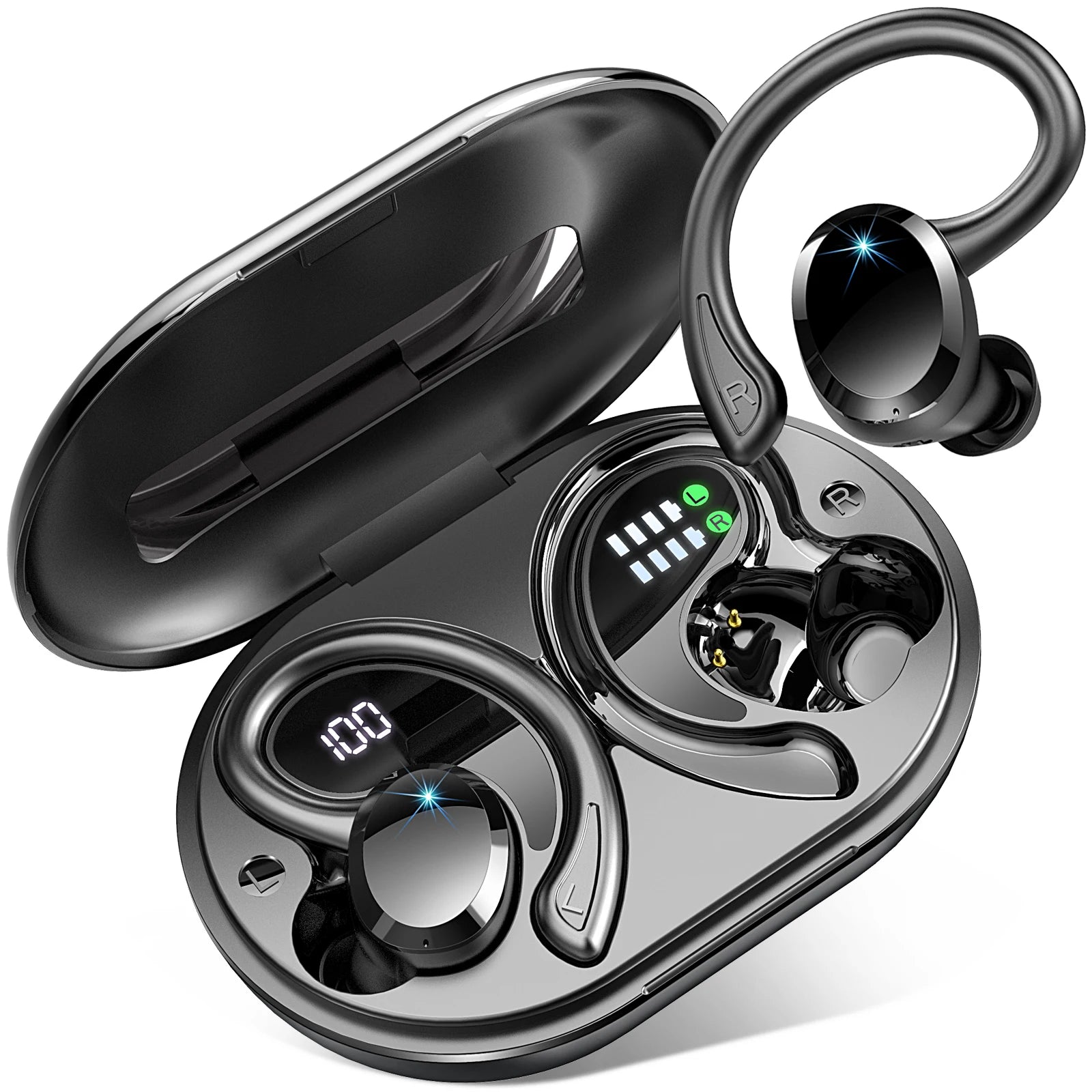Wireless Earbuds Bluetooth 5.3 Earbuds Stereo Bass in-Ear Noise Cancelling Mic Earphones IP7 Waterproof Sports 40H
