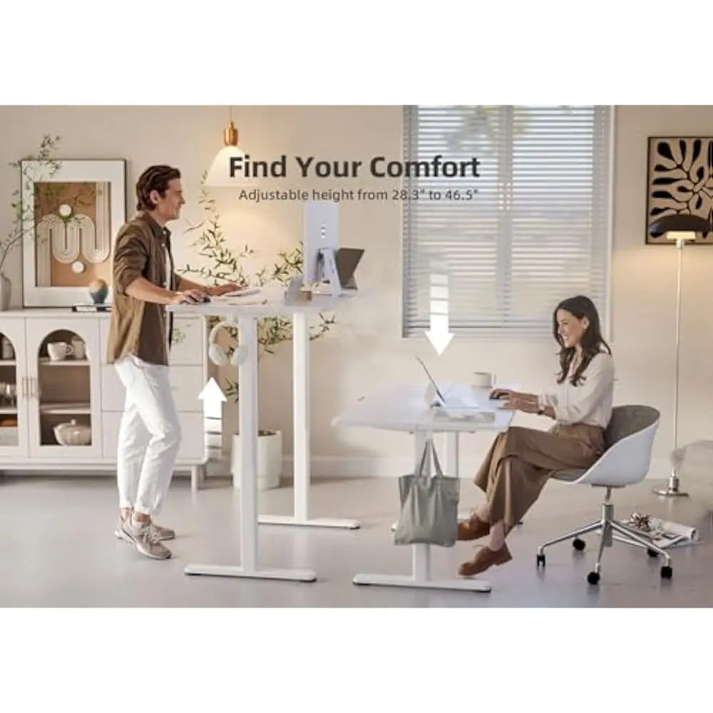 Electric Standing Desk Adjustable Height 48 x 24 Inches Stand up Desk w/Cable Management Home Office Desks with Splice
