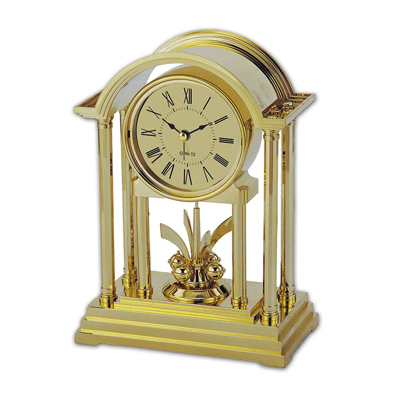 Vintage Table Clock with Quartz Movement Antique Style Desk Alarm Clock for Home Décor Bedroom Bookshelf Office Battery