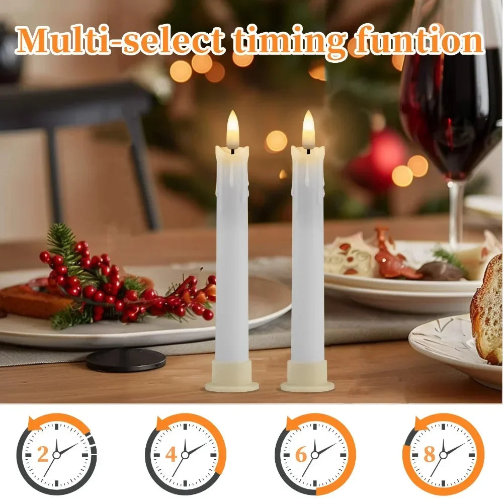 6/18/24Pc 6.6inch LED Flameless Taper Candles with Remote Flickering CandleSticks Plastic Window Candles for Halloween