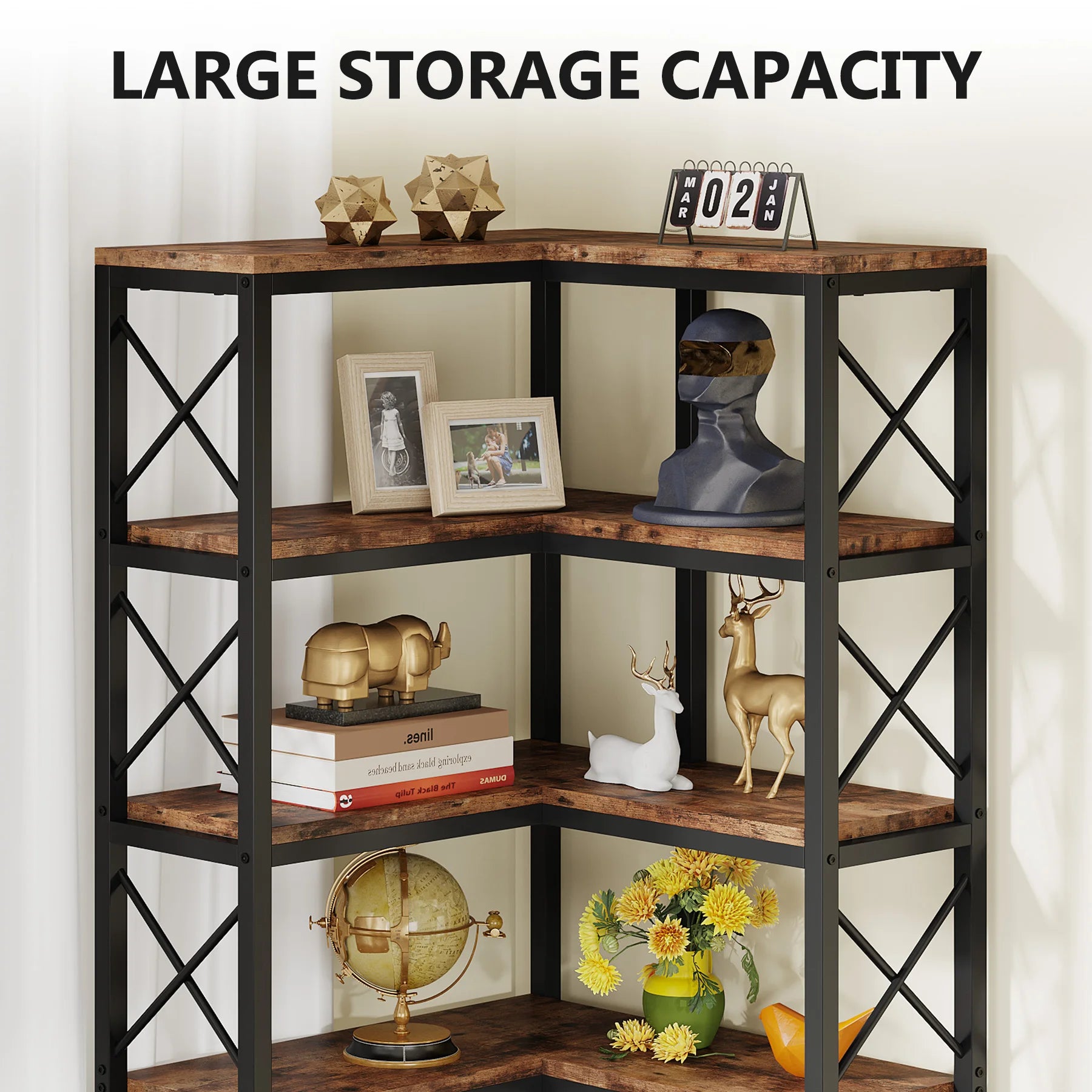 Tribesigns 7-Shelf Corner Bookshelf,Large Modern Corner Bookcase 7-Tier Tall Corner Shelf Storage Display Rack