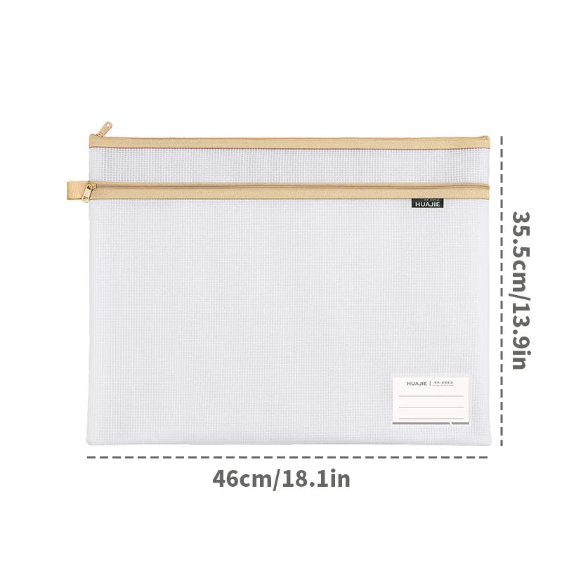 HUAJIE A3 EVA File Bag Thick Double Zipper Document Organizer Large Capacity Transparent Mesh Art Paper Storage