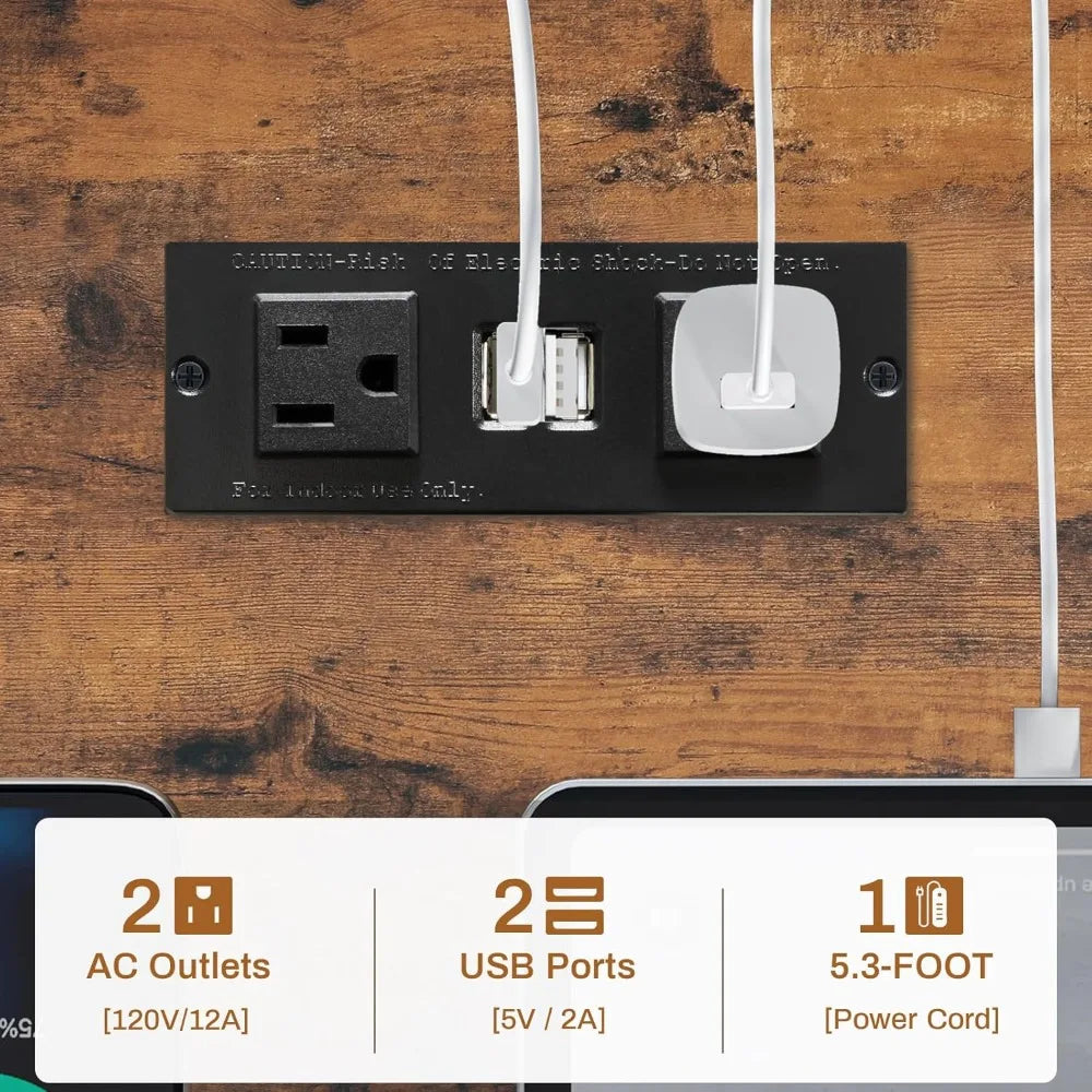 L Shaped Desk with Storage Shelves 63” Reversible U Shaped Office Desk Gaming Desk with Power Outlet and LED Lights
